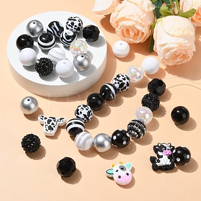 Cow Themed Silicone and  Acrylic and Resin Beads Sets DIY-CJ0002-44-1