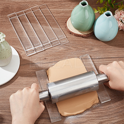 12Pcs 6 Style Transparent Acrylic Clay Press Board TOOL-BC0002-62-1
