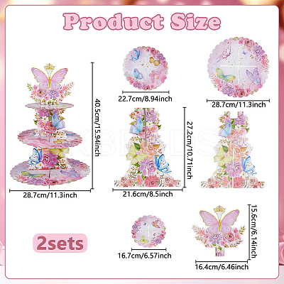 2Pcs 3 Tier Paper Cupcake Stand DIY-DC0003-92A-1