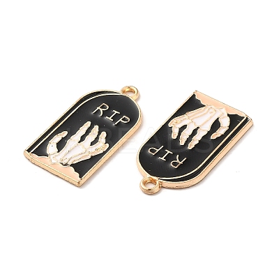 Light Gold Plated Alloy Enamel Pendants ENAM-L040-005KCG-01-1