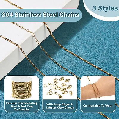 12M 3 Styles 304 Stainless Steel Chains CHS-TA0001-62-1