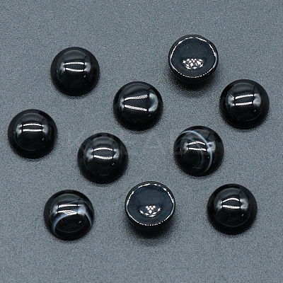 Natural Dyed & Heated Black Agate Cabochons PW-WG51238-12-1