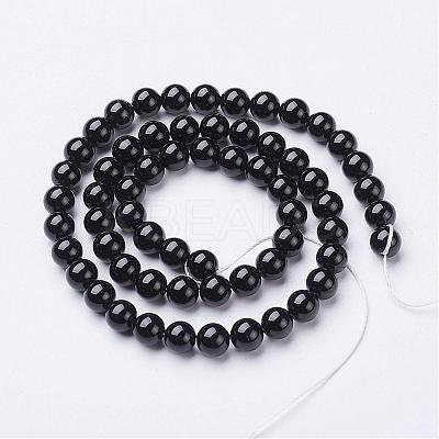 Natural Black Onyx Round Beads Strands GSR6mmC097-1