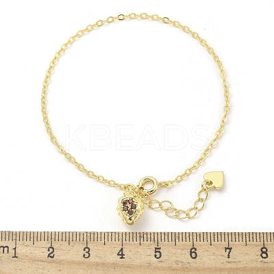 Brass Micro Pave Cubic Zirconia Charm Bracelets for Women BJEW-C083-11G-1