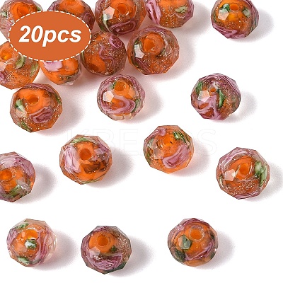 20Pcs Handmade Gold Sand Lampwork Beads LAMP-YW0001-79F-1
