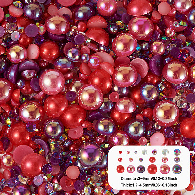 Half Round ABS Plastic Cabochons FIND-TAC0038-08E-1