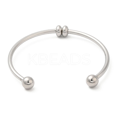 Non-Tarnish Screw End Ball 304 Stainless Steel Open Cuff Bangles BJEW-G677-01P-1