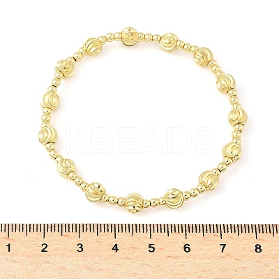 Brass Round Beaded Stretch Bracelets for Women Men BJEW-Z129-01G-1