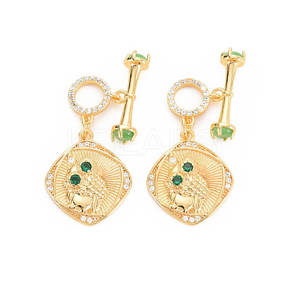Rack Plating Brass Micro Pave Clear Cubic Zirconia Toggle Clasps KK-N233-182-1