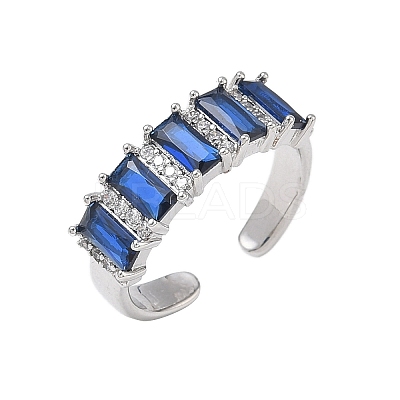 Brass Micro Pave Cubic Zirconia Cuff Open Rings for Women RJEW-L343-16P-1