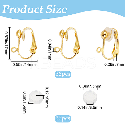 36Pcs Brass Clip-on Earring Findings KK-SP0001-08G-1