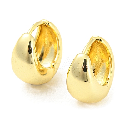 Brass Plain Dome Thick Hoop Earrings for Women EJEW-A026-02G-1