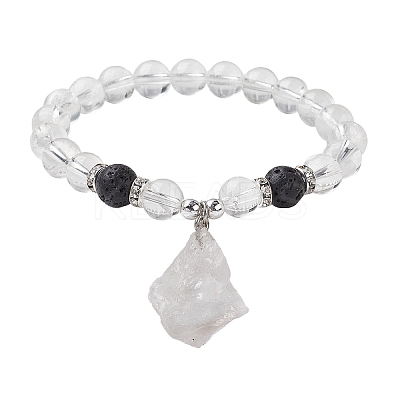Natural Quartz Crystal Beaded Stretch Bracelets BJEW-JB10070-05-1