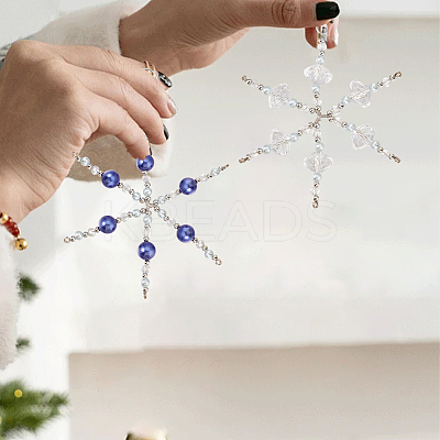 6Pcs 2 Styles Snowflake Glass Pendant Decoration HJEW-GO00048-1