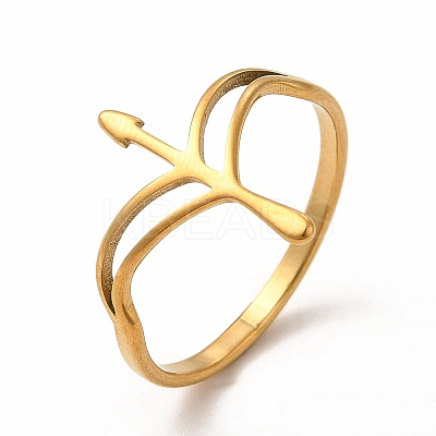 201 Stainless Steel Hollow Out Arrow Finger Ring for Women LS-RJEW-K239-07G-1