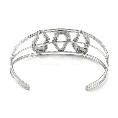 Non-Tarnish 304 Stainless Steel Hollow Open Cuff Bangles BJEW-Q348-03P-05-1