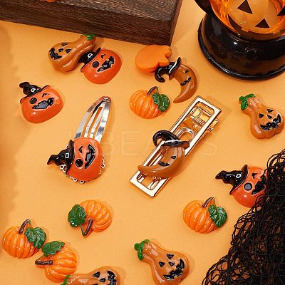 40Pcs 4 Styles Halloween Theme Opaque Resin Cabochons RESI-GF0001-09-1
