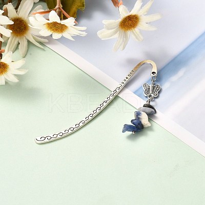 Natural & Synthetic Gemstone Zinc Alloy Bookmarks AJEW-JK00173-1