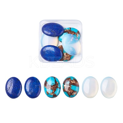 Opalite & Natural Lapis Lazuli & Dyed Synthetic Turquoise Cabochons G-JP0001-14-1