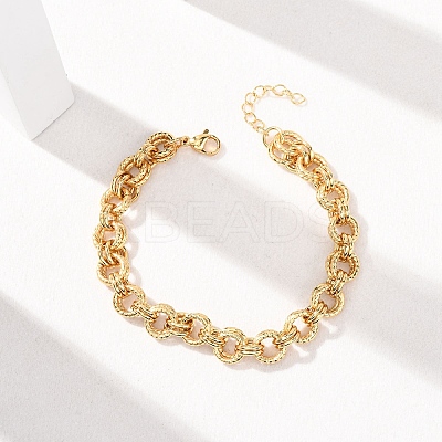 Twisted 304 Stainless Steel Double Ring Link Chains Bracelets for Women BJEW-G780-06G-02-1