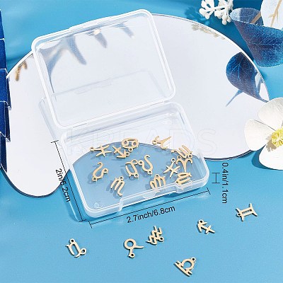 24Pcs 12 Style 12 Constellations Manual Polishing 304 Stainless Steel Charms STAS-SC0004-55-1