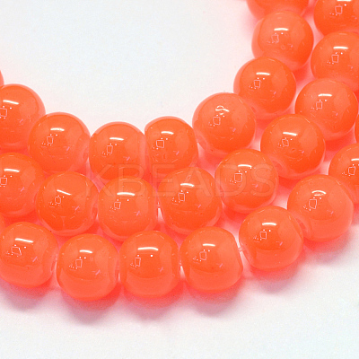 Baking Paint Imitation Jade Glass Round Bead Strands X-DGLA-Q021-6mm-32-1