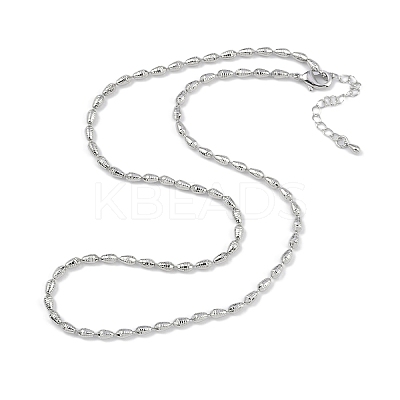 Rack Plating Brass Textured Teardrop Link Chain Necklaces for Women NJEW-K382-07P-1