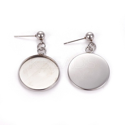 Tarnish Resistant 304 Stainless Steel Stud Earring Settings STAS-L226-019C-P-1