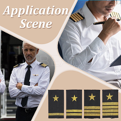 4 Pairs 4 Styles Polyester Public Security Star Epaulettes DIY-BC0015-73-1