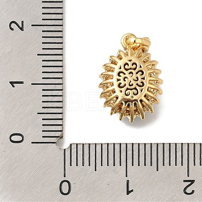 Brass Micro Pave Cubic Zirconia and Glass Pendants KK-K388-33G-1