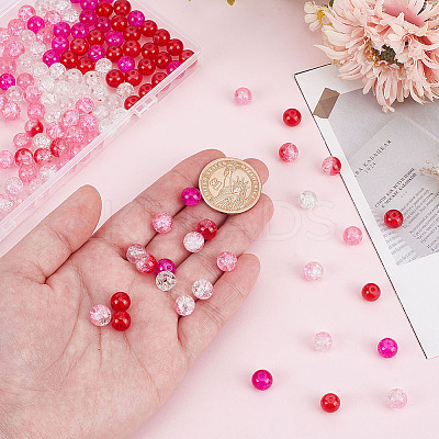 240Pcs 6 Colors Spray Printed Crackle Glass Beads CCG-HY0001-02D-1