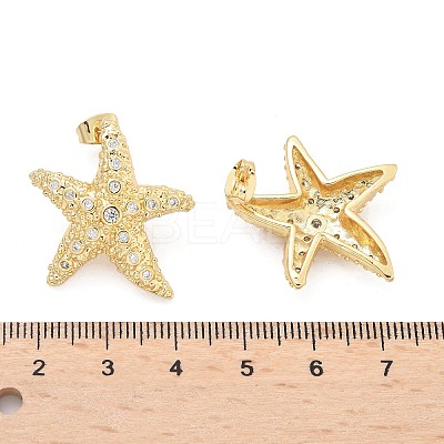 Brass Clear Cubic Zirconia Stud Earrings EJEW-Q017-05A-G-1