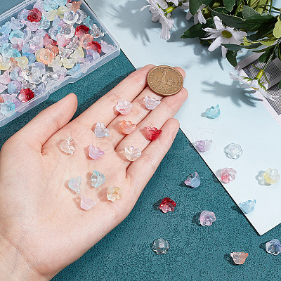 120Pcs 12 Style Glass Bead Caps GLAA-HY0001-20-1