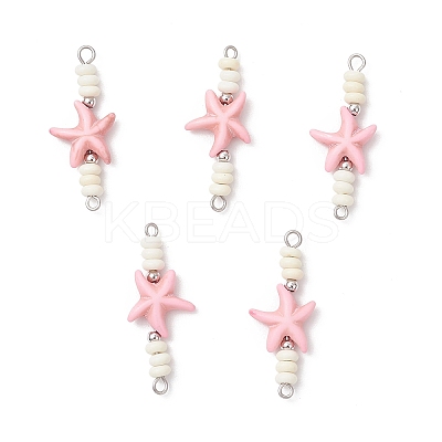 10Pcs 2 Styles Dyed Synthetic Turquoise Starfish Turtle Rondelle Beaded Connector Charms PALLOY-JF04058-1