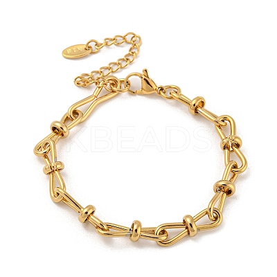 201 Stainless Steel Bowknot Link Chain Bracelets BJEW-G696-02G-1