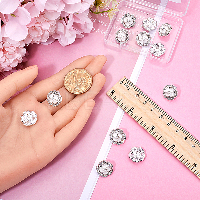 12Pcs Alloy Rhinestone Shank Buttons BUTT-GF0003-66-1