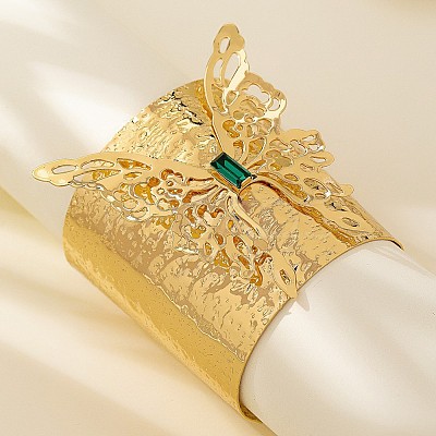 Butterfly Alloy Rhinestone Cuff Bangles FS-WG75F11-02-1