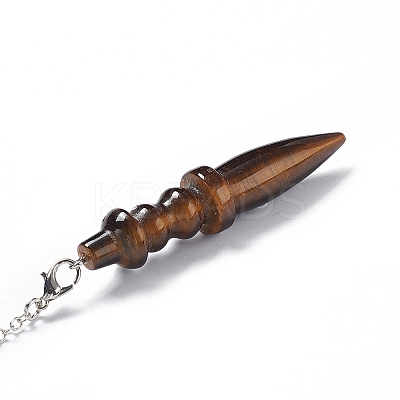 Natural Tiger Eye Pointed Dowsing Pendulums AJEW-B020-06P-02-1
