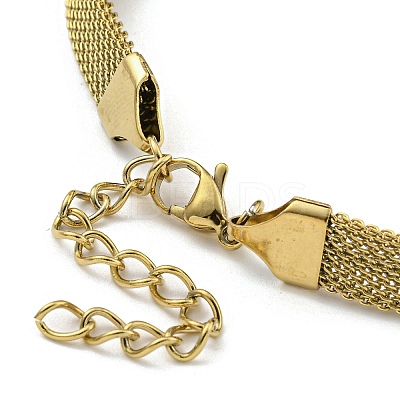 PVD Vacuum Plating 202 Stainless Steel Flat Round Link Chain Bracelets BJEW-M317-04G-1