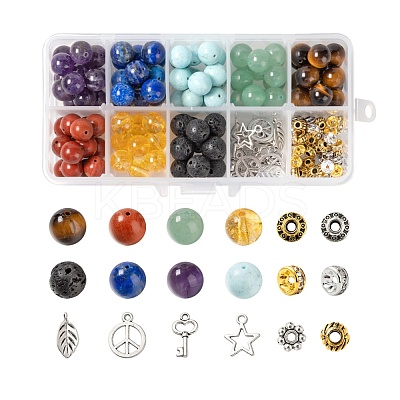 192Pcs 8 Styles 10mm Gemstone Beads Chakra Yoga Healing Stone Kits G-LS0001-02C-1