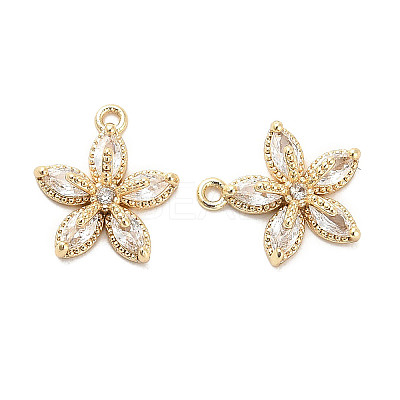 Brass Micro Pave Clear Cubic Zirconia Charms KK-C054-18G-1