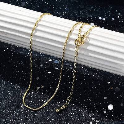 Rack Plating 1MM Brass Box Chain Necklaces for Women NJEW-H049-02G-1