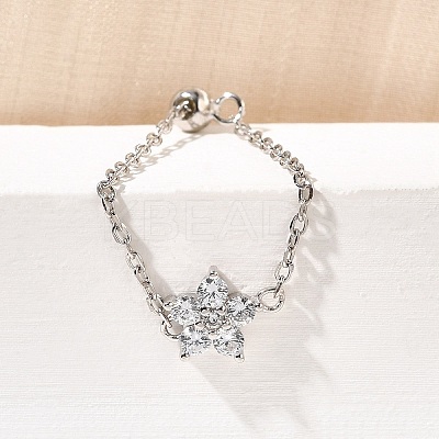 925 Sterling Silver Micro Pave Cubic Zirconia Slide Rings RJEW-R016-02P-02-1