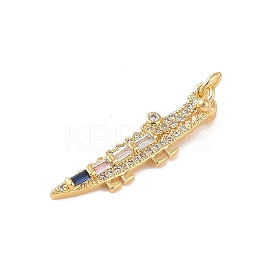 Brass Micro Pave Cubic Zirconia Pendants KK-E111-39G-02-1