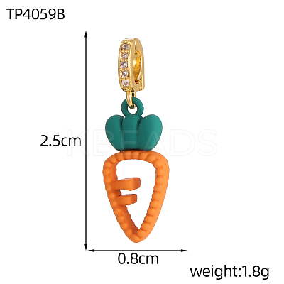 Spray Painted Brass Micro Pave Cubic Zirconia Pendants STAS-OY010-90G-1