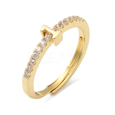 Rack Plating Brass Clear Cubic Zirconia Number 1 Adjustable Rings for Women RJEW-S407-09G-01-1