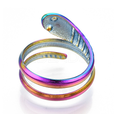 304 Stainless Steel Snake Twist Rings RJEW-N038-114M-1