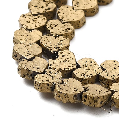 Electroplated Natural Lava Rock Beads Strands G-Q1009-G01-01G-1