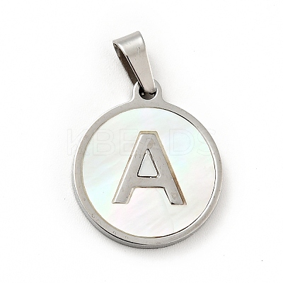 304 Stainless Steel with White Shell Pendants STAS-G268-01A-P-1