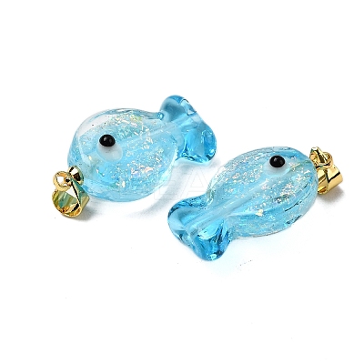 Handmade Dichroic Foil Lampwork Pendants X2-DICH-G001-01G-07-1